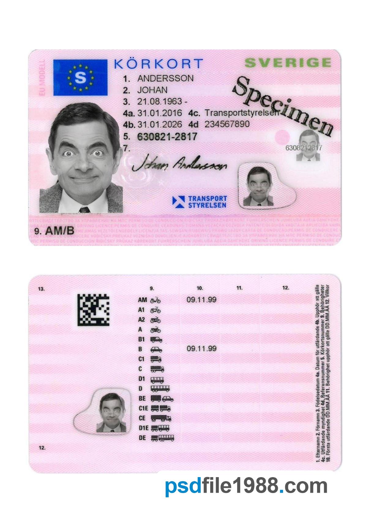Sweden Driving License 2016-Present
